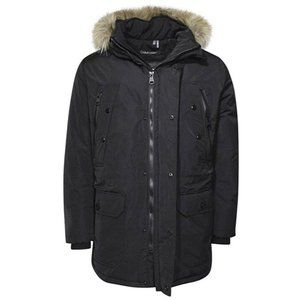 NWT Calvin Klein Black Parka w/ Faux Fur Trimmed